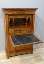 Bureau Secrétaire Droit A Abattant Louis Philippe En Placage De Noyer Flammé XIX