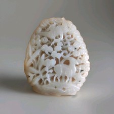 Jade Hetian Chine Antique Sculpté Période Qing