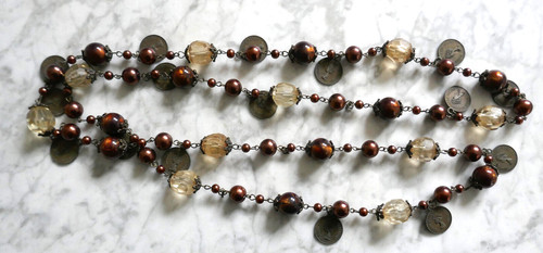 Sautoir perles verre et - en,