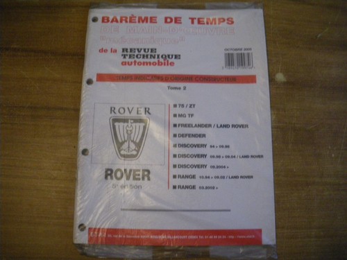 Bareme temps rover mg - bareme,