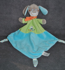 ?Doudou Plat Chien MOTS D'ENFANTS Bleu Vert Echarpe Orange Chat Balle TTBE