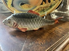 Vase BOUQUETIÈRE CENTRE DE TABLE POISSON TRUITE PORCELAINE LIMOGES début XXe