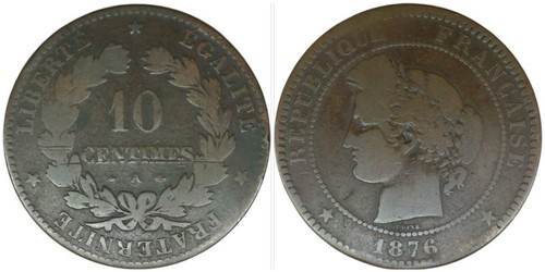 Centimes cérès 1876 - 10,