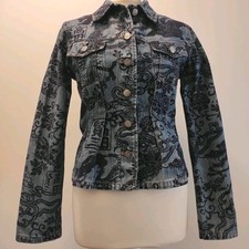 Kenzo Jeans Womens Blue Denim Jacket Size M Vintage 90s Japanese Print 