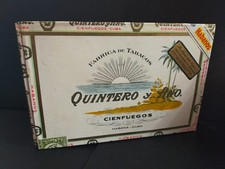 Boîte cigare bois vide " QUINTERO Y HNO " 21 X 14 X 4 vintage