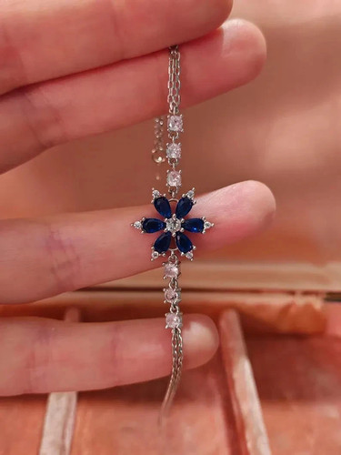 Bracelet chaîne halo saphir