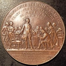 Médaille - Compagnie des mines d'Anzin (59) 150e anniversaire ! 1907