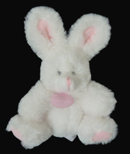 F2. DOUDOU ET COMPAGNIE Hochet peluche LAPIN blanc rose grelot DC3106 ETAT NEUF*