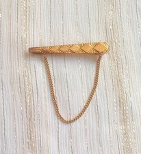 Pince à cravate 1970 couleur or à chainette