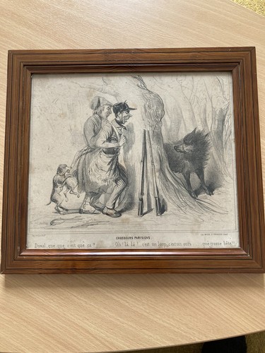 Caricature chasse lithographie
