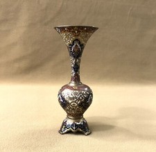 ancien vase soliflore tripode en bronze cloisonné 12,5 cm émail émaux émaillé