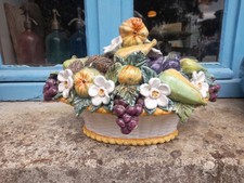 Importante Corbeille De Fruits Emile Tessier Longueur : 38cm