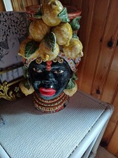 Ceramique Italienne De Catalgirone Tête De MAURE  NUBIEN  Sicile 