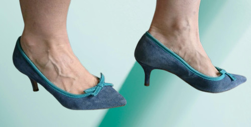 Escarpins daim bleu marie - escarpins,