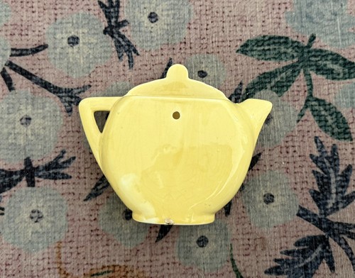 Vintage yellow ceramic teapot - ceramic,