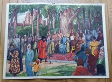 Affiche école ROSSIGNOL 14e  1960 ST LOUIS & UNE FOIRE AU MOYEN AGE