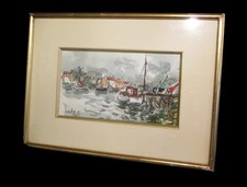 [MARINE PECHE HONFLEUR] HERBO (Fernand) - [Aquarelle signée].