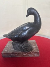 SCULPTURE ANIMALIÈRE IRENÉE ROCHARD 1906/1984 CANARDRÉGULE PATINE NOIRE ART DÉCO