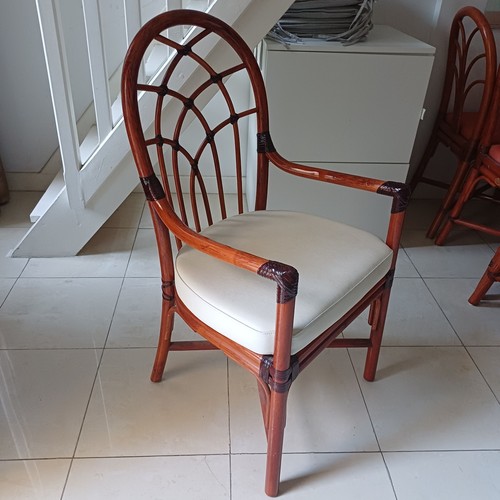 Fauteuil bambou rotin corail - rotin, corail/