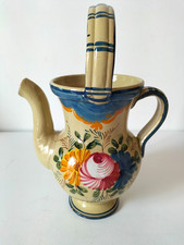 Pot à thé vintage en grès brun fleuri – La Poterie des Mottes – Saint-Amand