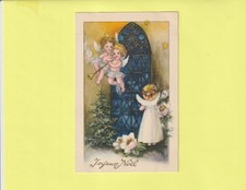 CPA ILLUSTRATEUR HANNES PETERSEN DEUX ANGES AVEC UNE TROMPETTE ET FILLETTE ANGE