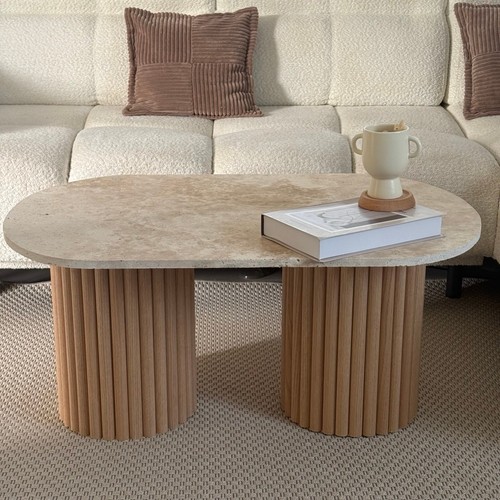Table basse ovale travertin - , et
