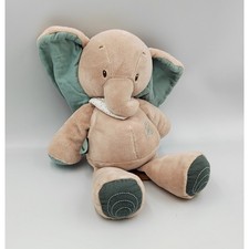 Doudou éléphant beige bleu