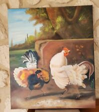 TABLEAU PEINTURE COQ ET POULE