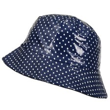  Chapeau de Pluie Bob de Pluie Vinyle Imperméable Aspect ciré 01-Bleu à Pois-S