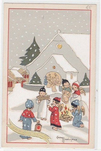 Cpa fantaisie noel eglise - cpa,
