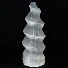 Tour En Pierre Polie En Sélénite Satin Spar Spirale Minérale Naturelle - Maroc