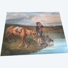 Tableau chasseur et son chien