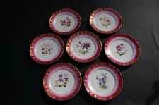 6 belles Assiettes à dessert Porcelaine de Paris 19ème Décor floral peint main