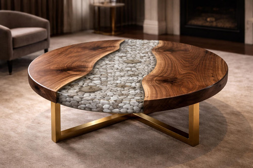 Epoxy river coffee - coffee, round