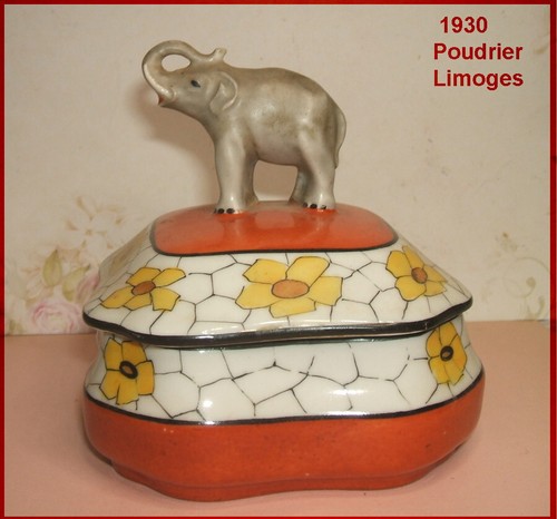 éléphant ancien poudrier - poudrier, en