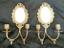 Paire d'appliques en bronze doré deux bras de lumière fond de miroir XIXe siècle