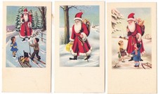 REF AF NOEL II -3 BEL ENSEMBLE 3 CARTES POSTALES mignonettes kitsch "Pere noël"