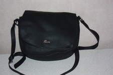 LACOSTE Sac toile enduite noire Bandoulière TBE