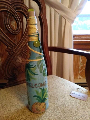 Decoupage bottle wine with - decoupage,