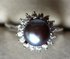 Perle de Tahiti Noire à Grise de 3,50 ct - Bague Argent 925 - Certificat AGI