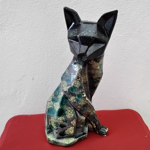 Chat art déco faience - déco,
