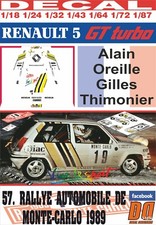 DECAL RENAULT 5 GT TURBO A.OREILLE R. MONTECARLO 1989 10th (02)