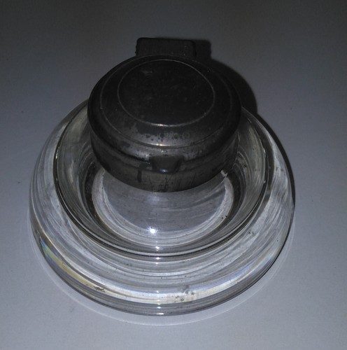 Ancien encrier rond verre - encrier,