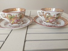 2 Tasses à café anciennes Digoin Sarreguemines décor chinois