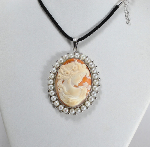 Pendentif argent 925 - argent, camée