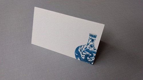 Place cards blue and white - place,