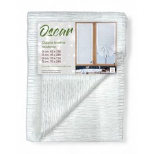 Paire de rideaux en verre blanc Oscar – Moderne semi-transparent en polyester ra