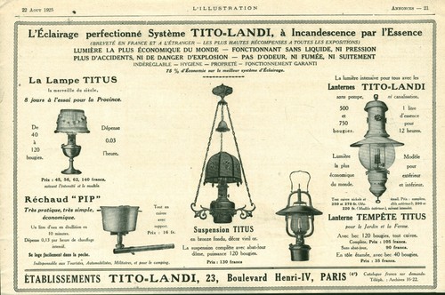 Publicité ancienne éclairage