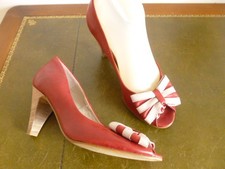 SUPERBES ESCARPINS NEUFS " PERLATO " CUIR ROUGE FRAMBOISE T.37