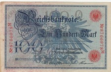 billet  ALLEMAGNE 100 mark berlin 7 fevrier  1908  circulé